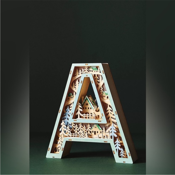 Anthropologie Monogram Wonderland Light Up Scene Letter A NIB - Picture 2 of 13